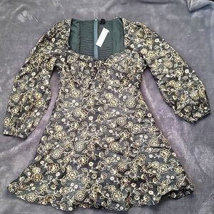 NWT J Crew Sweetheart Long-Sleeve Mini Dress in Vintage Vines, Women's sz 6